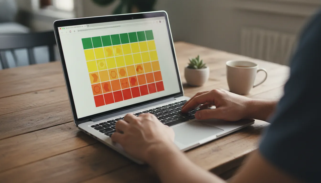 Futboldle daily puzzle screen showing colored tile rows on a laptop