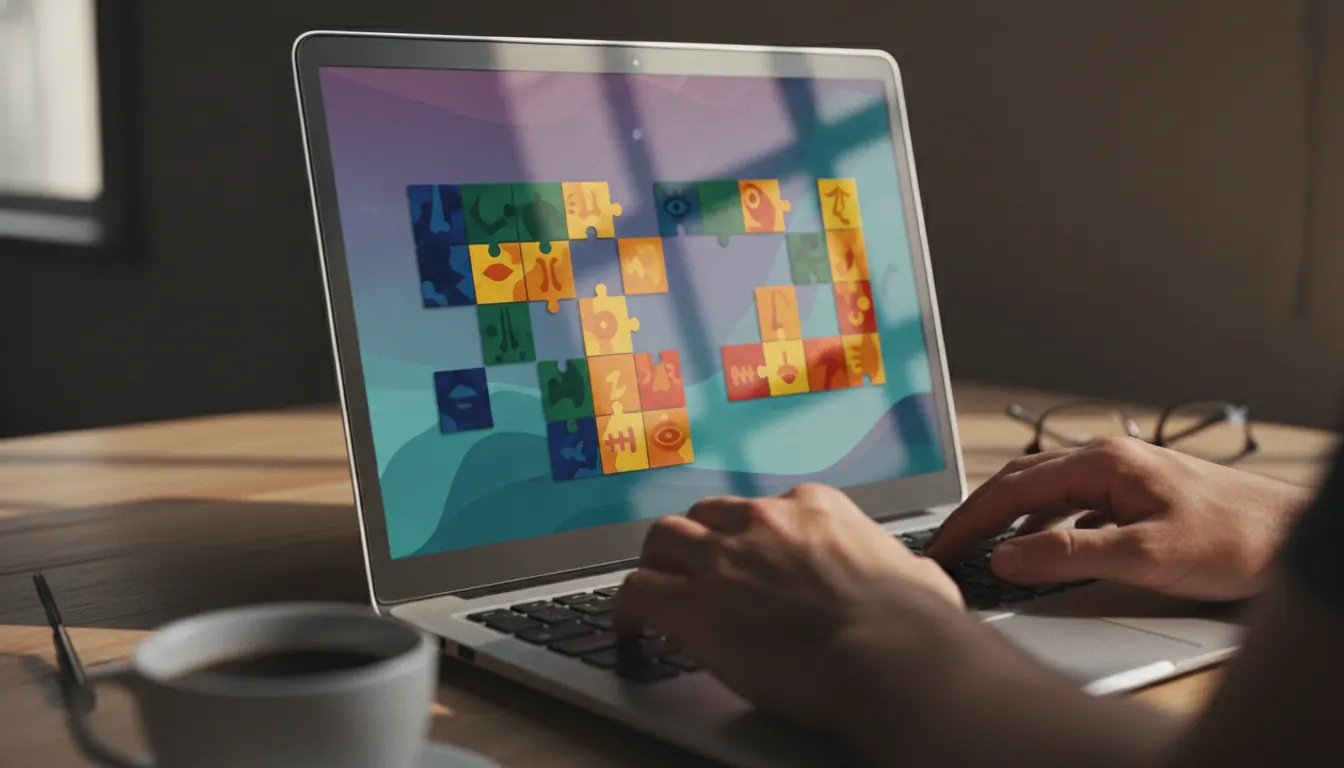 Daily Futboldle puzzle board with colored tile rows on a laptop screen